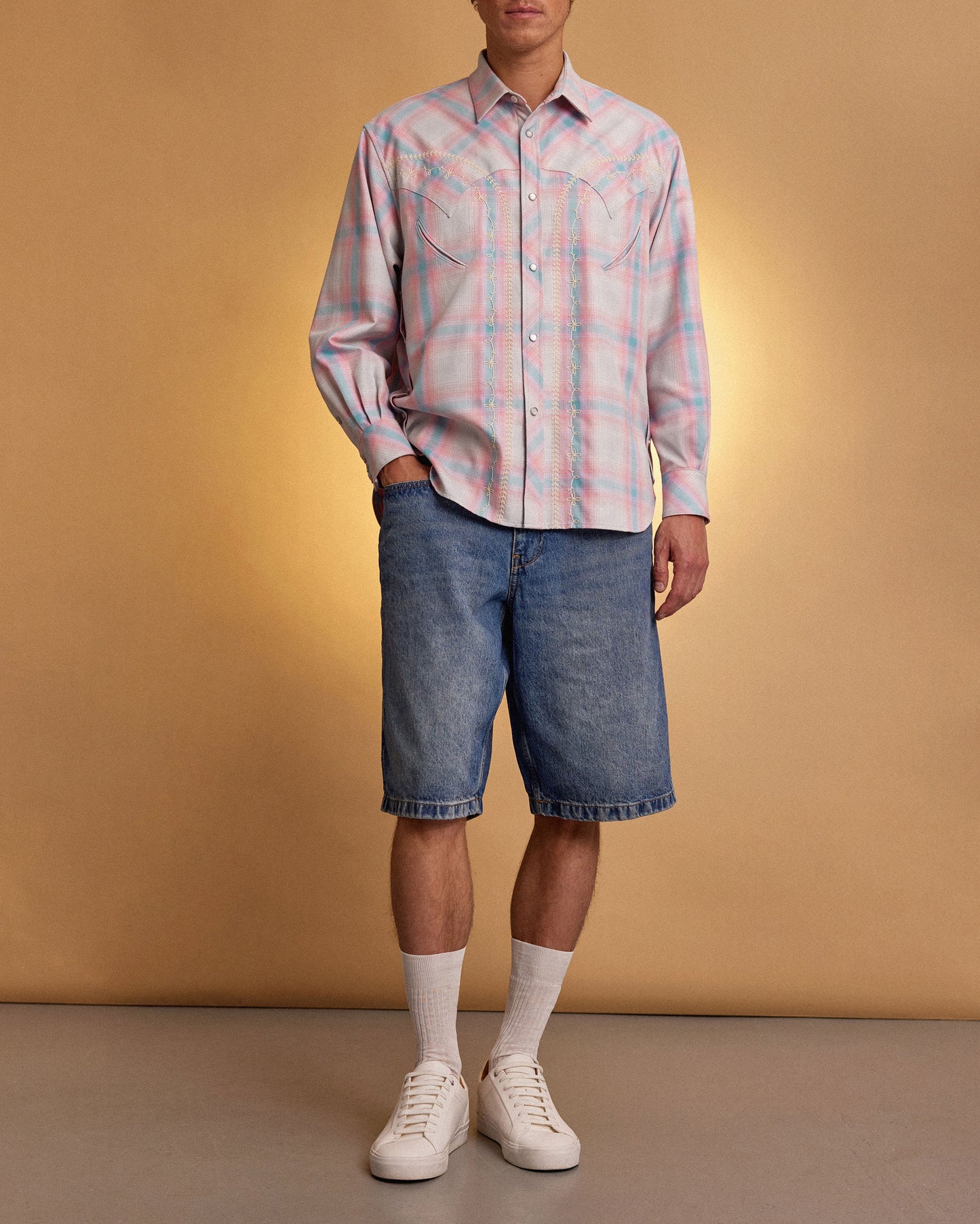 JAPANESE CHAMBRAY WESTERN SHIRT - BLUE