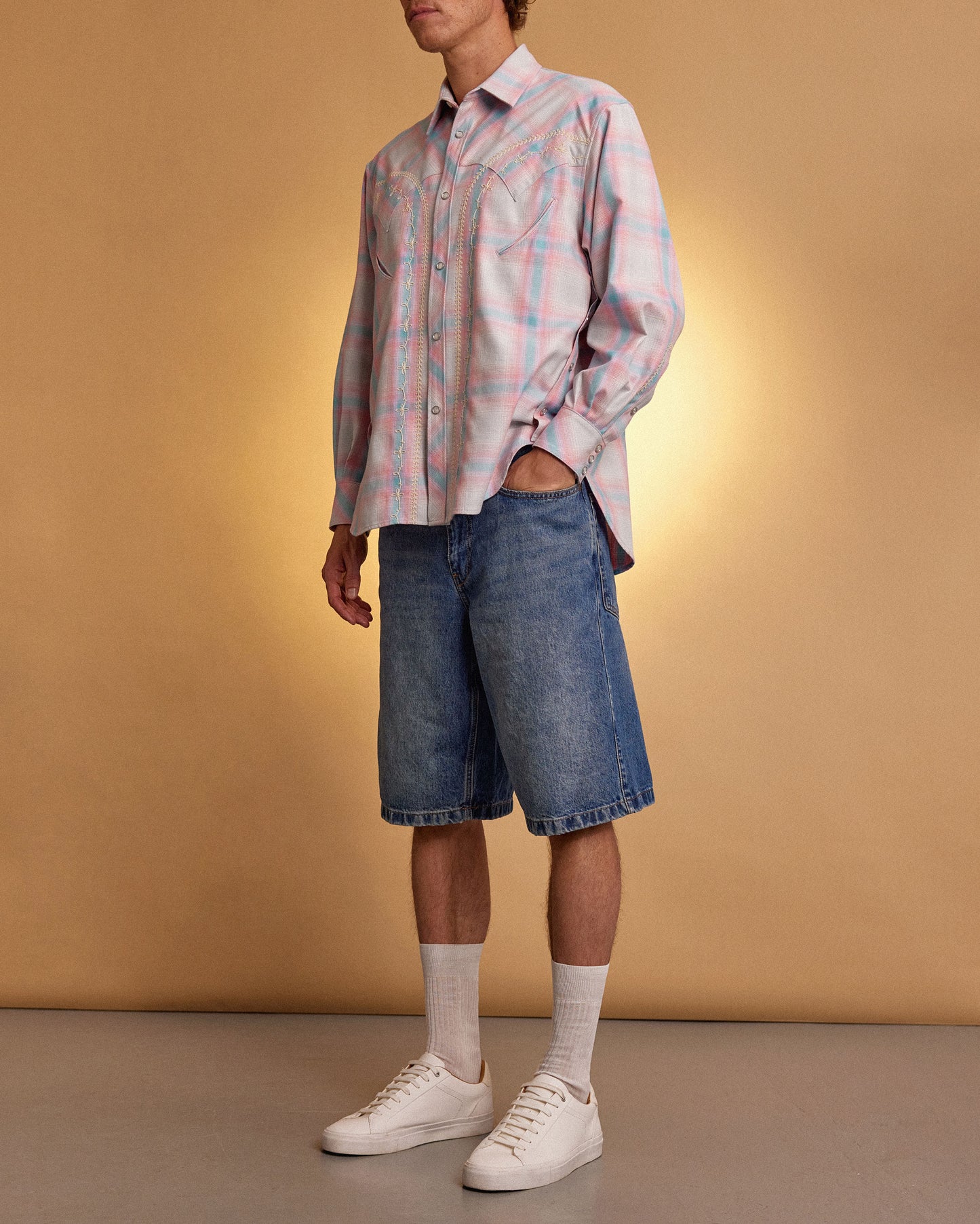 JAPANESE CHAMBRAY WESTERN SHIRT - BLUE