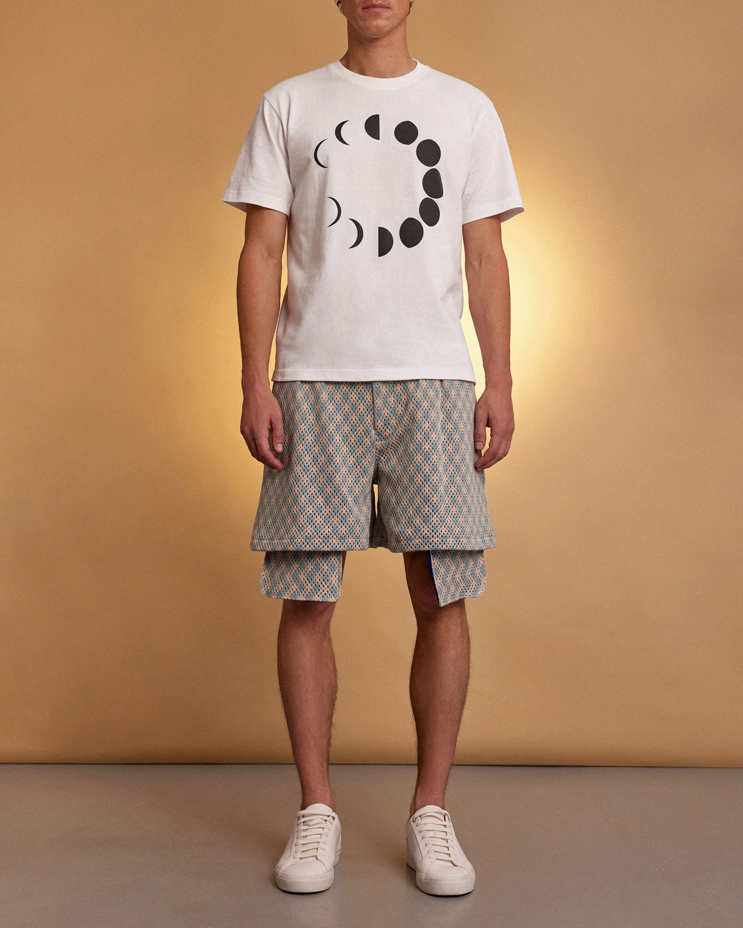 ARGYLE MESH WIDE SHORTS - SAX