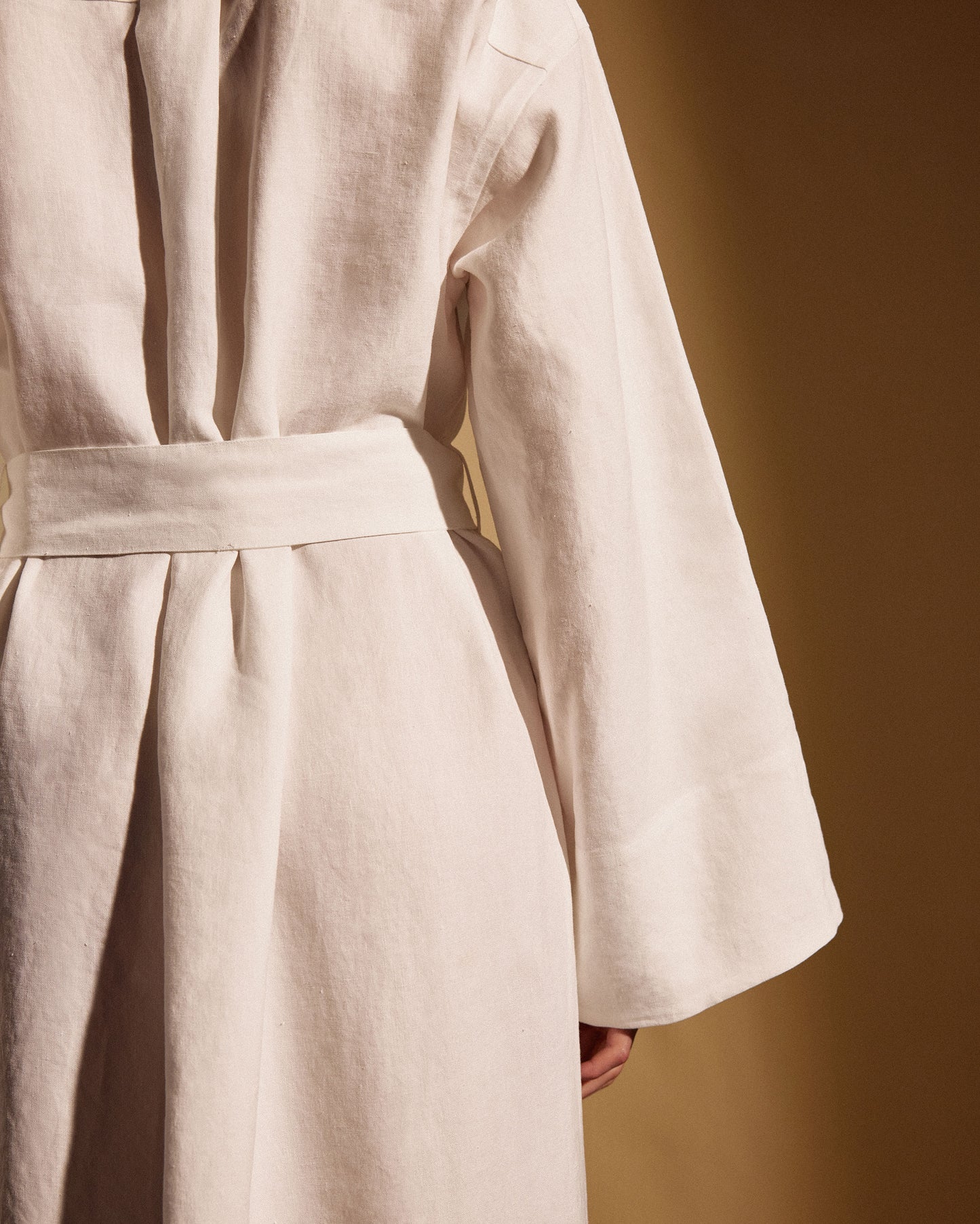 LINEN BIB DRESS - WHITE