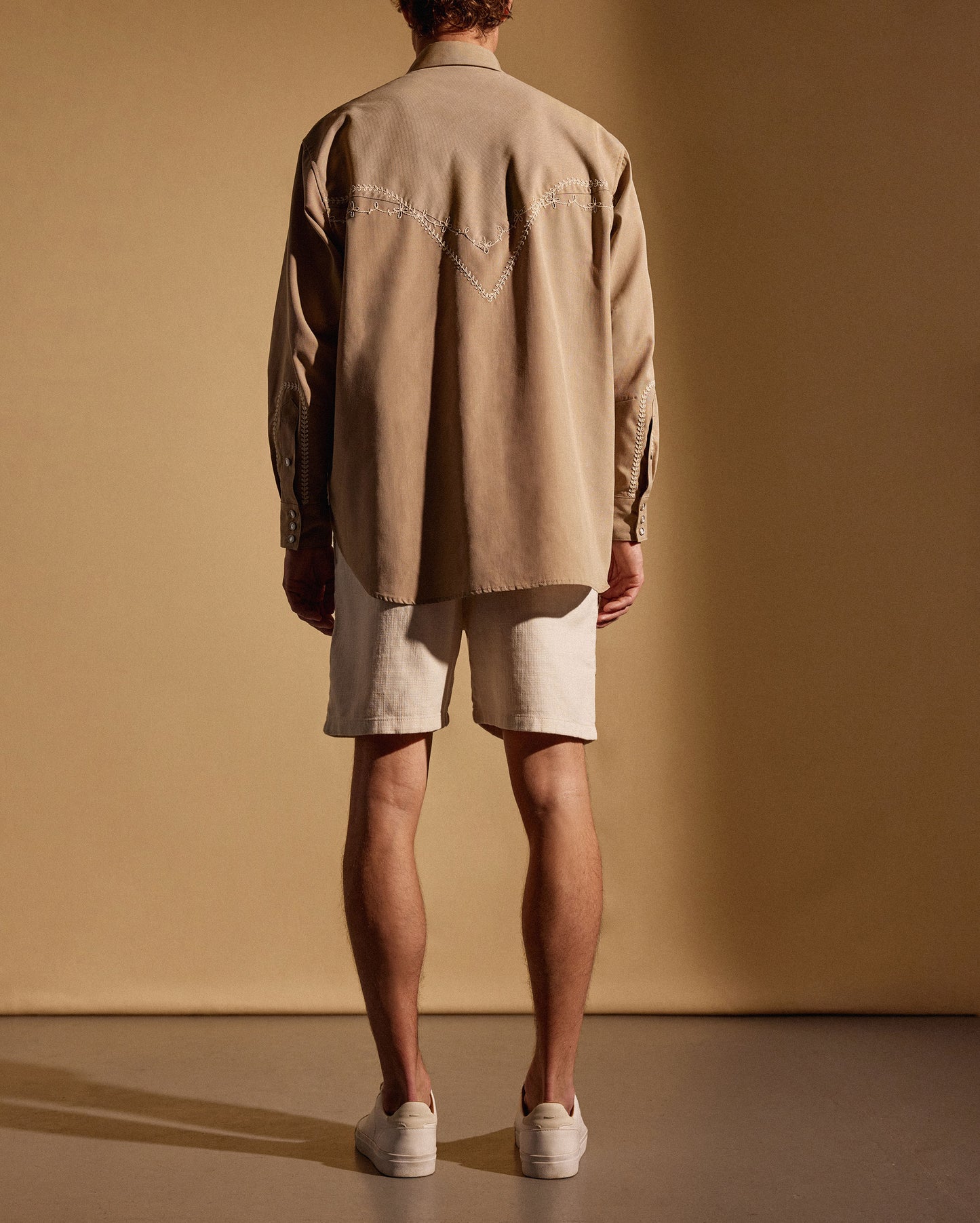 JAPANESE CHAMBRAY WESTERN SHIRT - BEIGE