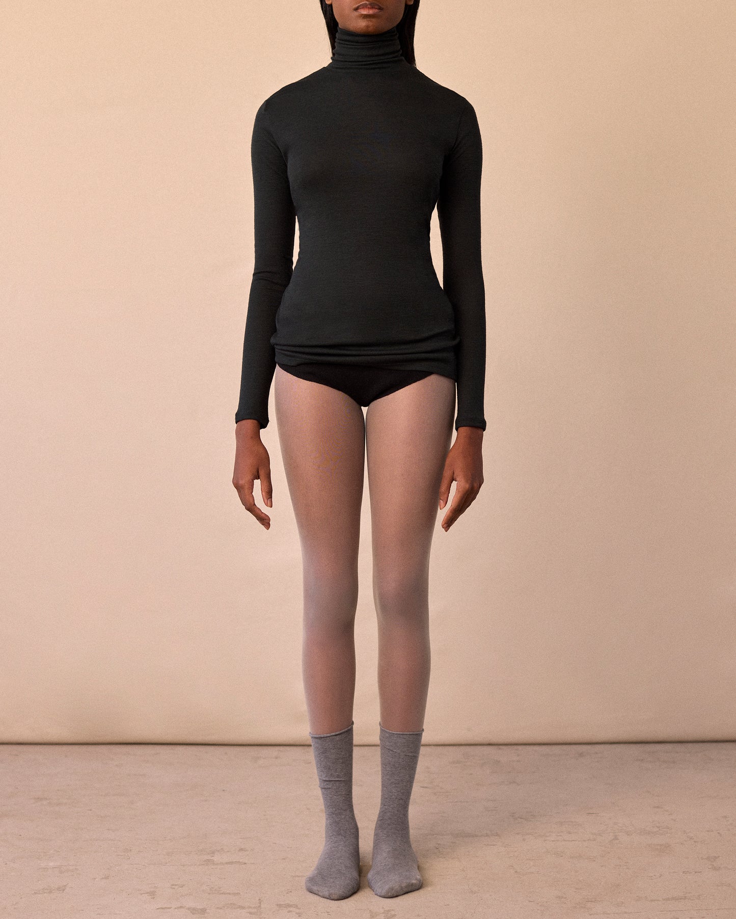 MOSS FINE WOOL RIB HIGH NECK FROM POSTELEGANT