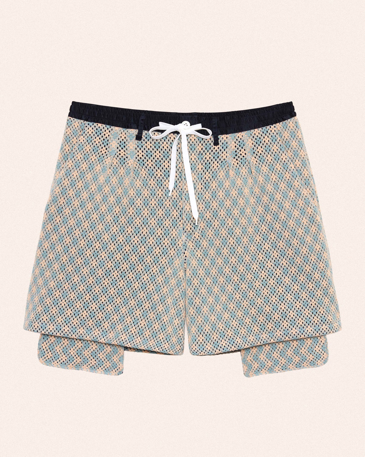 ARGYLE MESH WIDE SHORTS - SAX