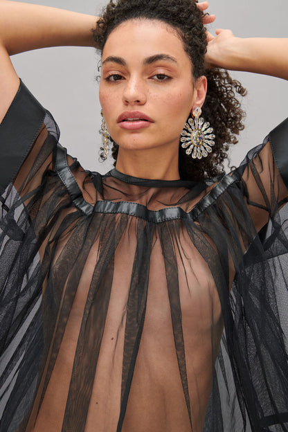 TRANSPARENT TULLE TOP