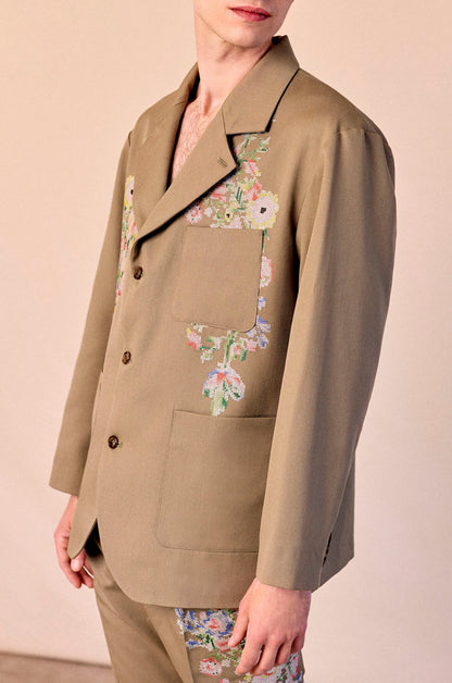 TRADITIONAL FLOWER JACKET - BEIGE