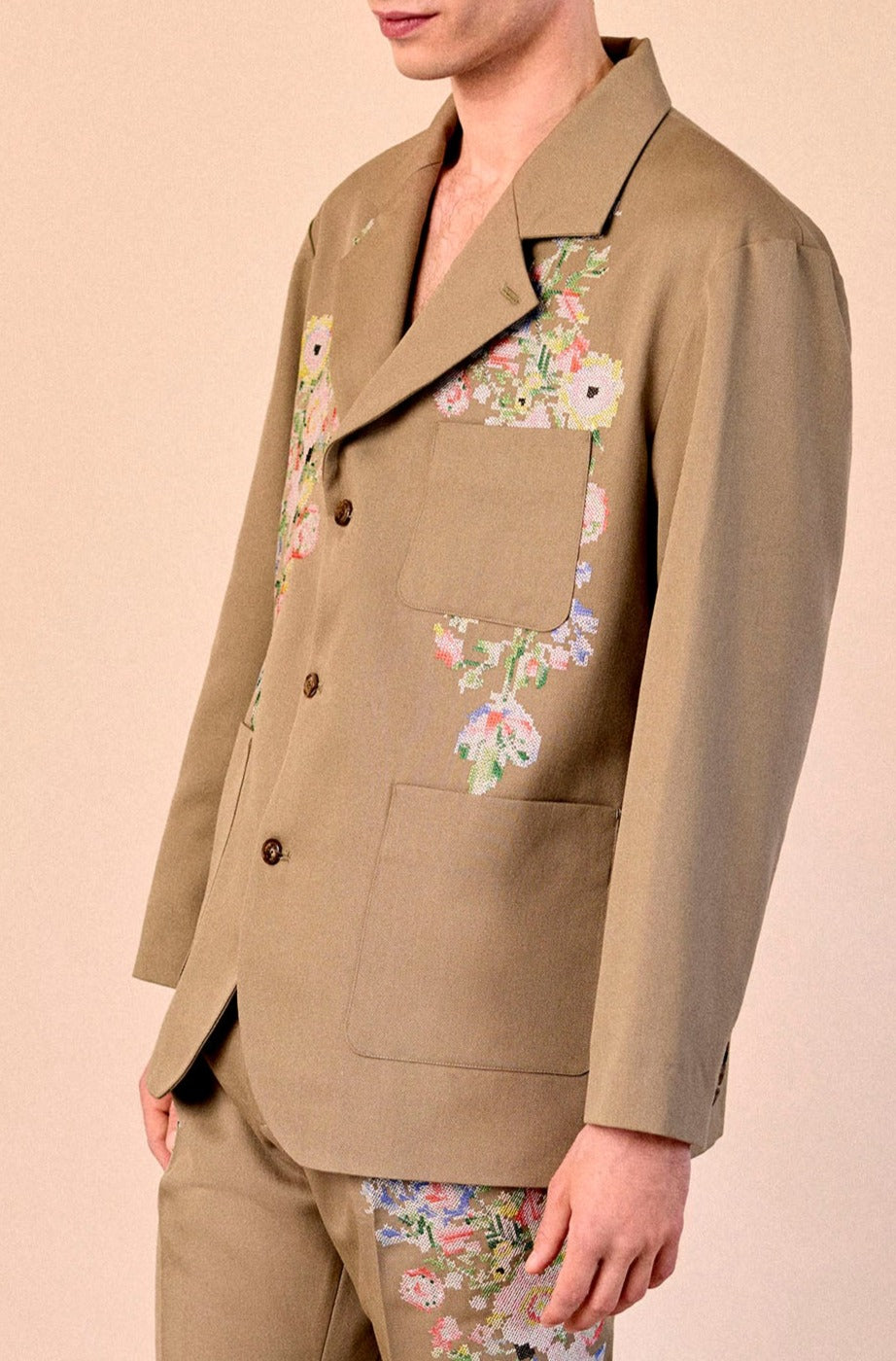 TRADITIONAL FLOWER JACKET - BEIGE