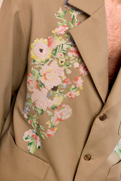 TRADITIONAL FLOWER JACKET - BEIGE