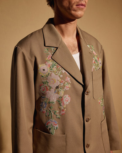 TRADITIONAL FLOWER JACKET - BEIGE