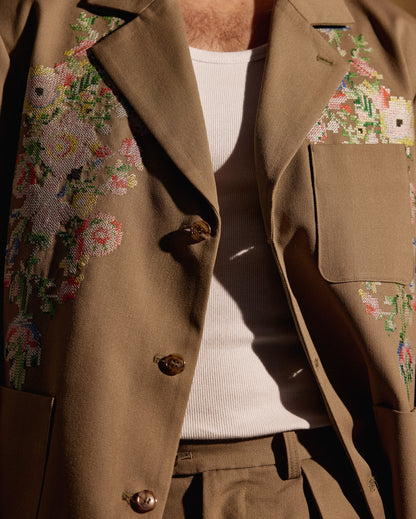 TRADITIONAL FLOWER JACKET - BEIGE