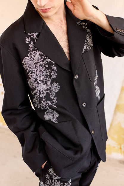 TRADITIONAL FLOWER JACKET - BLACK