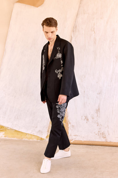 TRADITIONAL FLOWER JACKET - BLACK