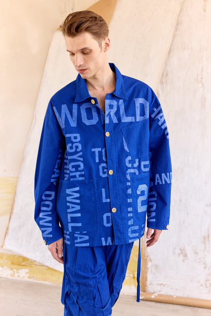 TYPOGRAPHIC GRAFFITI COVERALL - BLUE