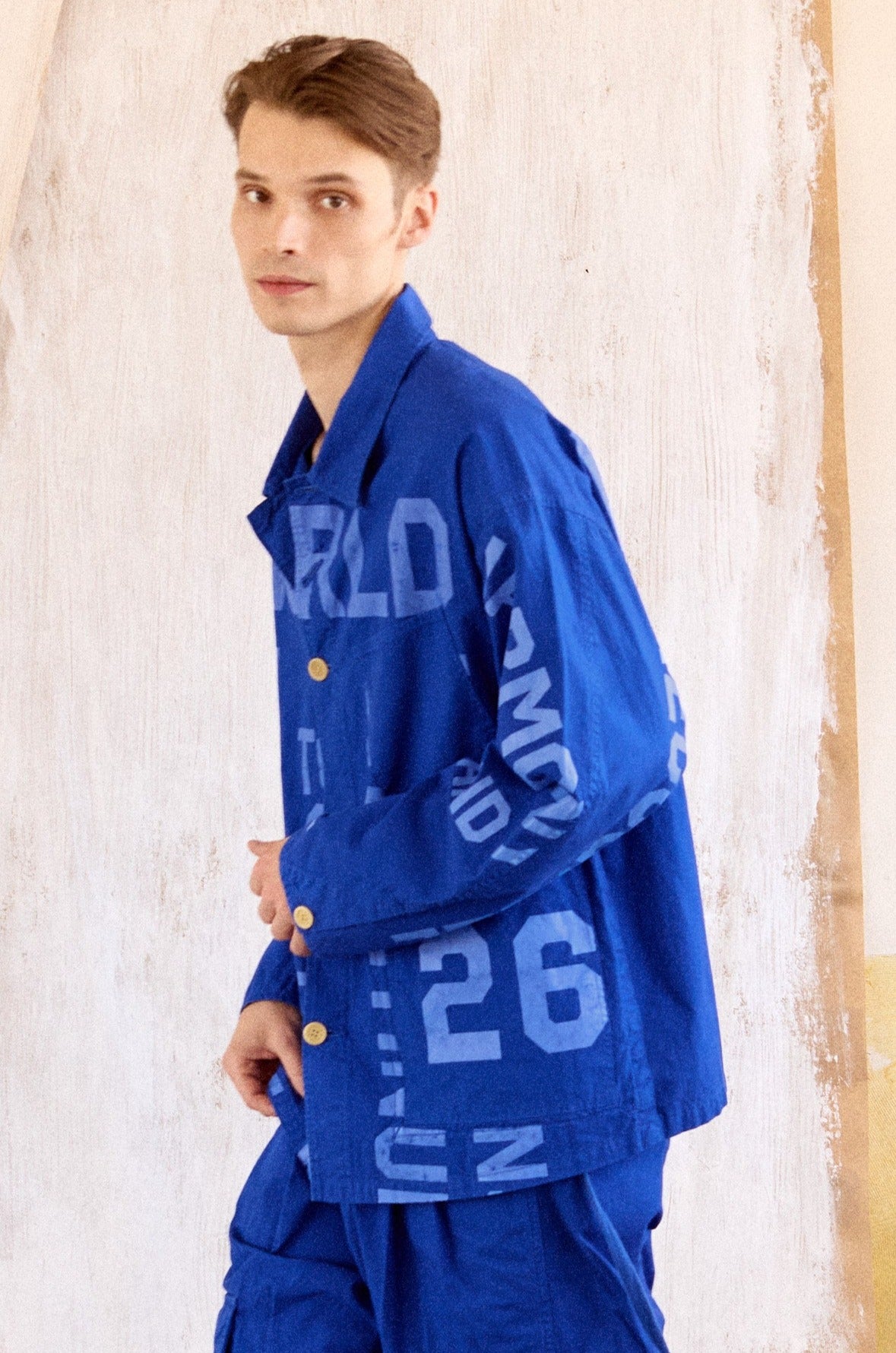 TYPOGRAPHIC GRAFFITI COVERALL - BLUE