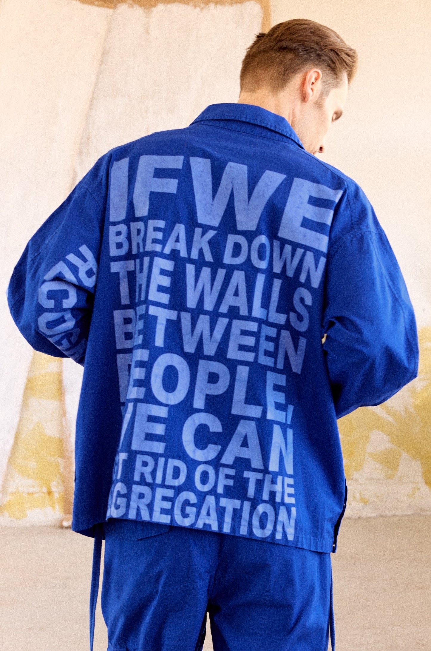 TYPOGRAPHIC GRAFFITI COVERALL - BLUE