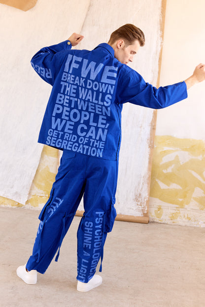 TYPOGRAPHIC GRAFFITI COVERALL - BLUE