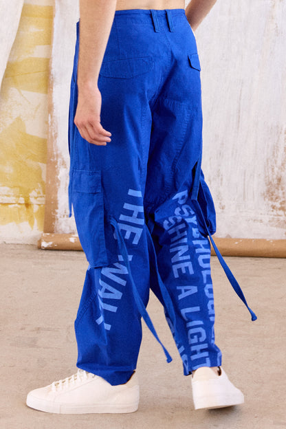 TYPOGRAPHIC GRAFFITI PANTS - BLUE