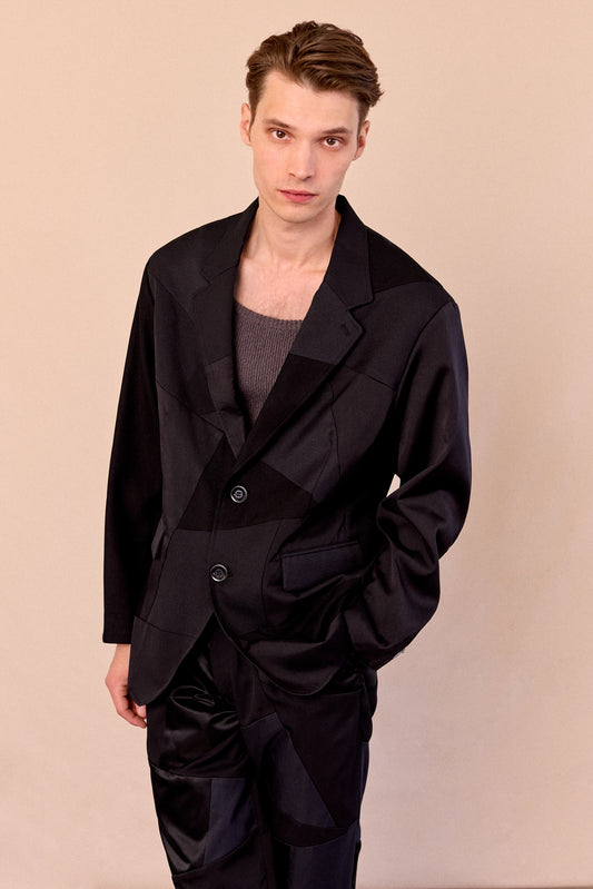 PATCHWORK BLAZER - BLACK