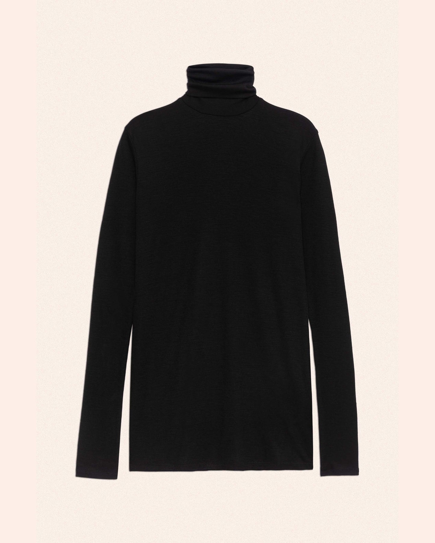 FINE WOOL RIB HIGH NECK - BLACK