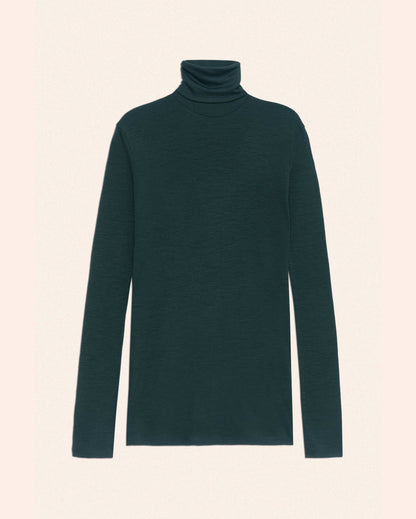 FINE WOOL RIB HIGH NECK - MOSS