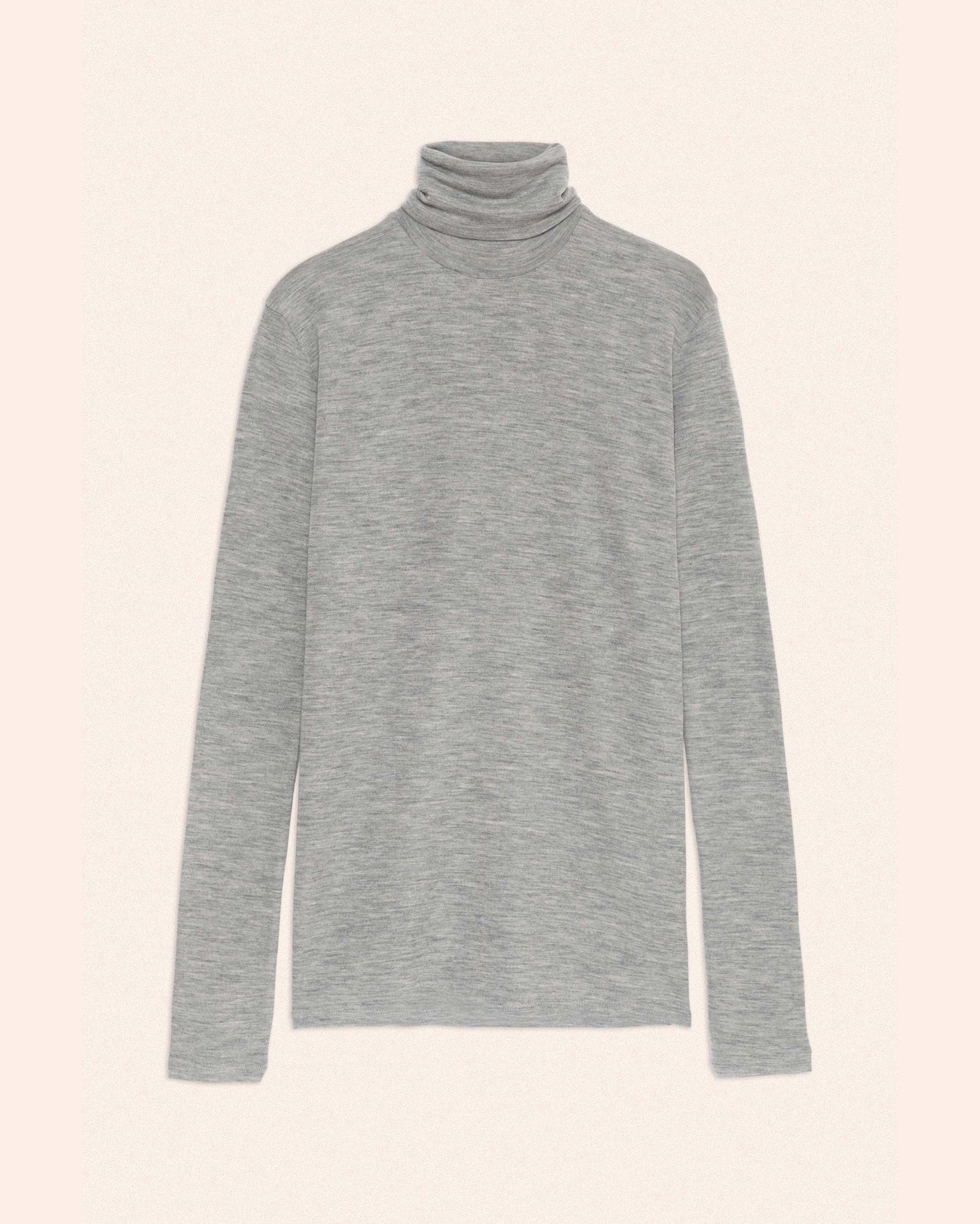 FINE WOOL RIB HIGH NECK - LIGHT GREY