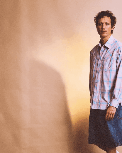 JAPANESE CHAMBRAY WESTERN SHIRT - BLUE