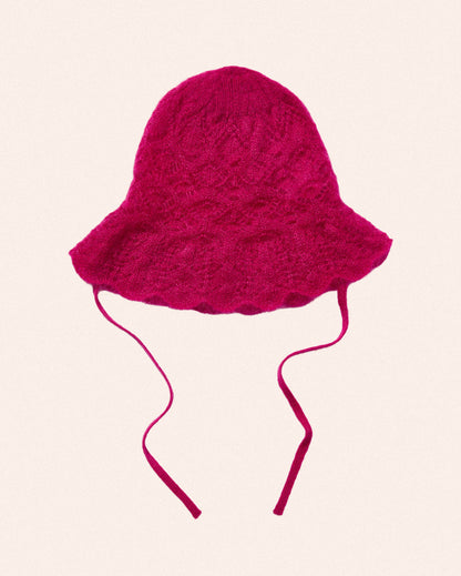 KNIT LACE HAT - PINK - AH24