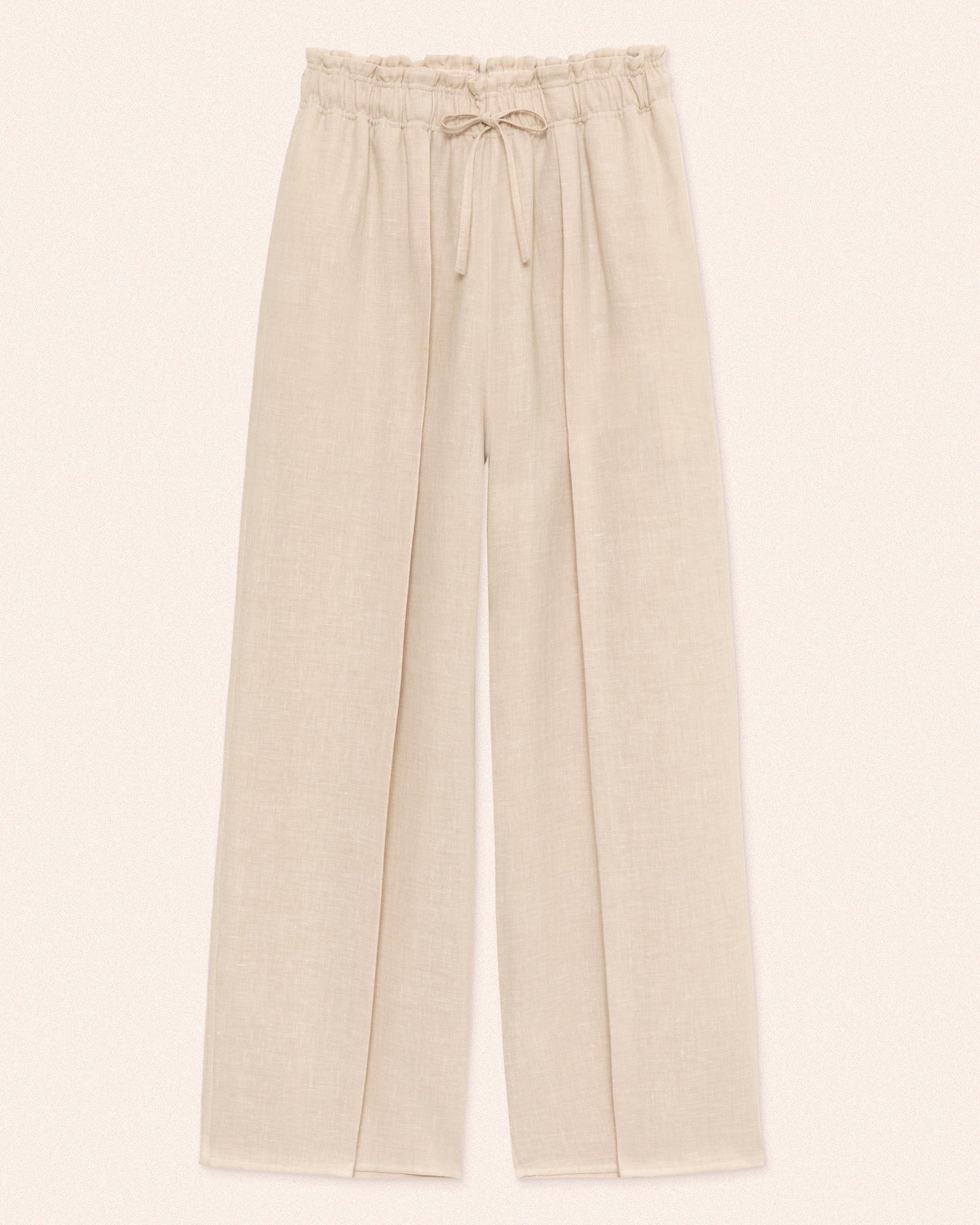 LINEN WOOL REVER EXTRA WIDE TROUSERS - HEATHER BEIGE