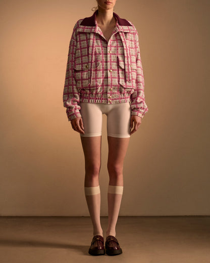 WOOL SILK TWEED JACKET - PINK