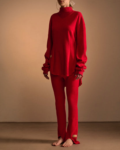 COTTON SILK SWEATER - RED