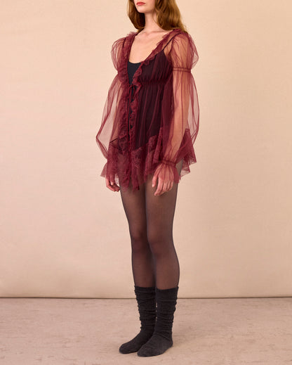 BABY DOLL BLOUSE - BORDEAUX - AH24